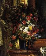Eugene Delacroix A Vase of Flowers on a Console Spain oil painting artist
